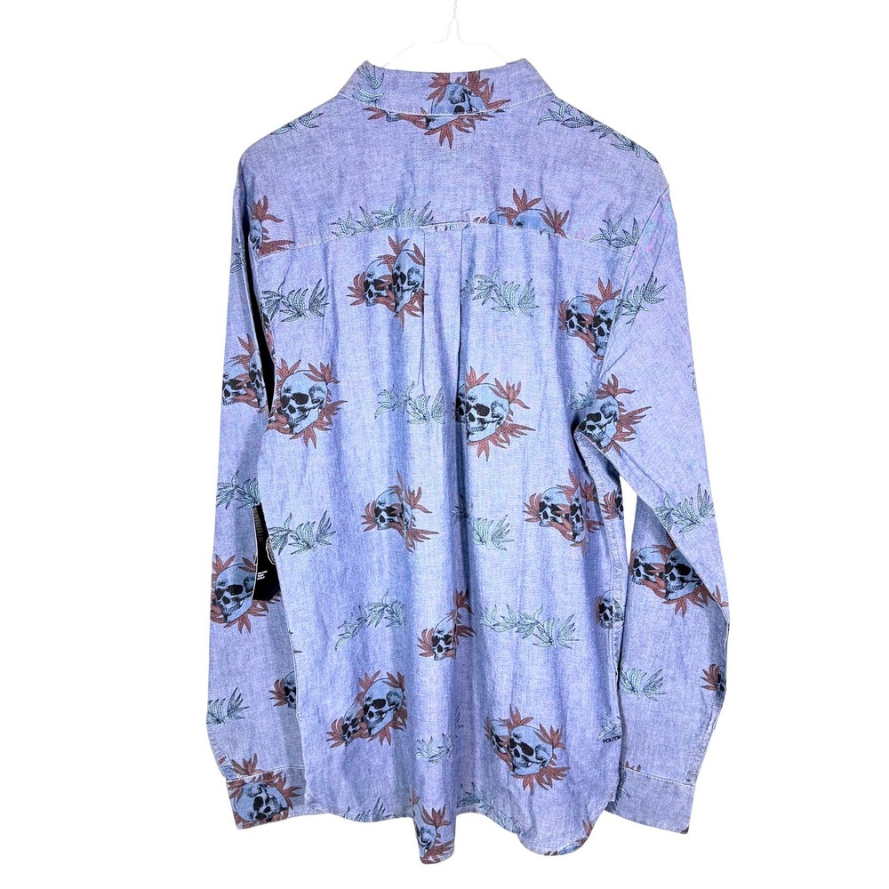 NWT Volcom Mens Skate Vitals Rise N Stone Long Sleeve Button Down Shirt Blue Med - Picture 6 of 9